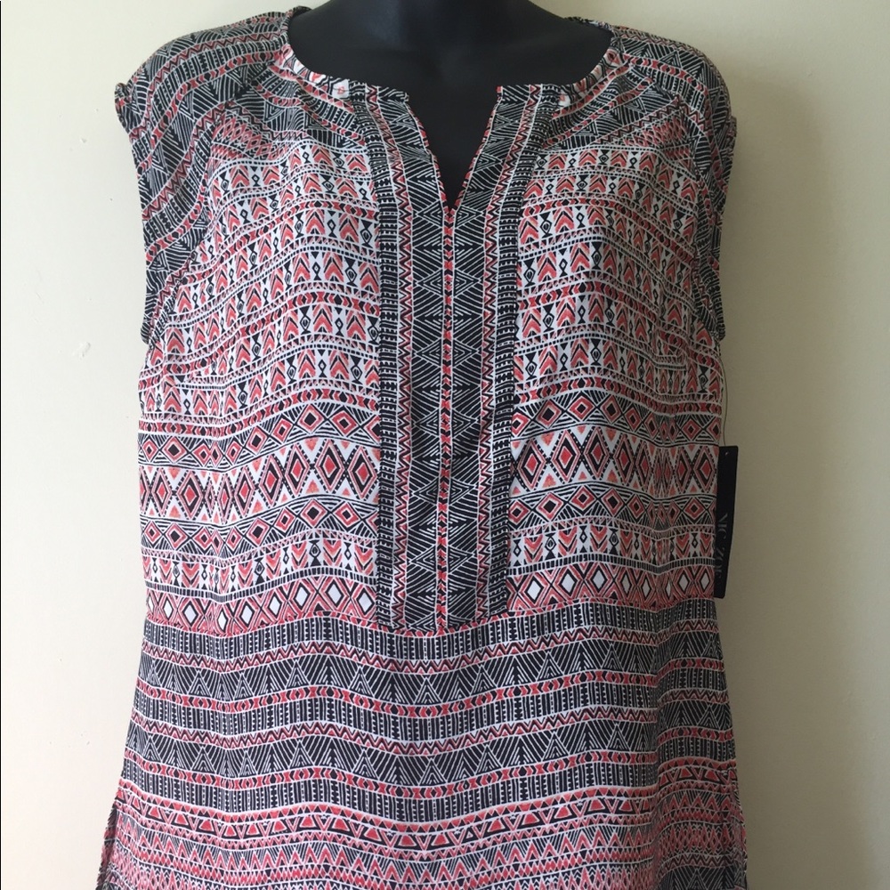 Nic + Zoe Aztec Sleeveless Black Coral size PP